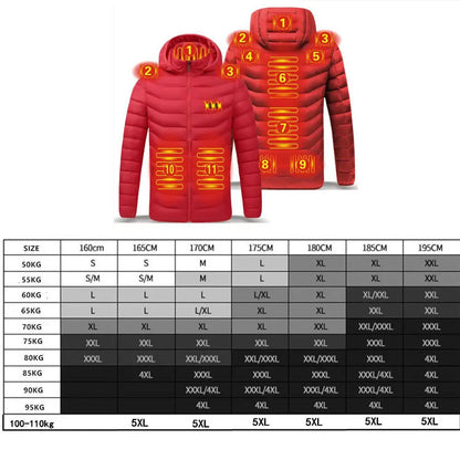 Men's parka Winter Warm USB Heating Jackets Smart Thermostat Pure Color Hooded Heated Clothing male bobojaco Warm padded jacket