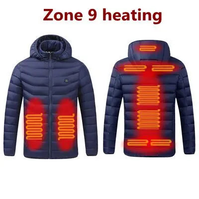 Men's parka Winter Warm USB Heating Jackets Smart Thermostat Pure Color Hooded Heated Clothing male bobojaco Warm padded jacket