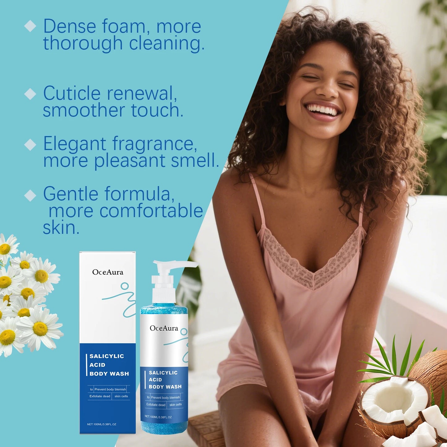 Salicylic Acid Body Wash Anti Acne Exfoliator Remove Dead Skin Brightening Shrink Pores Oil Control Smoothing Nourish Shower Gel