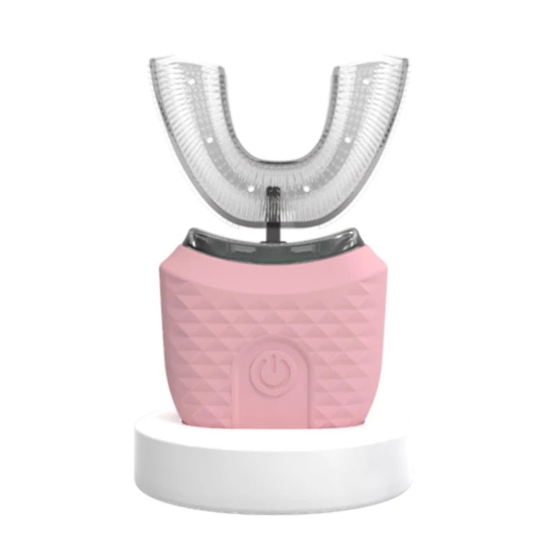 Wireless chargeable silicone bristle portable cleaning automatic toothbrush high quality u-shaped electric toothbrush