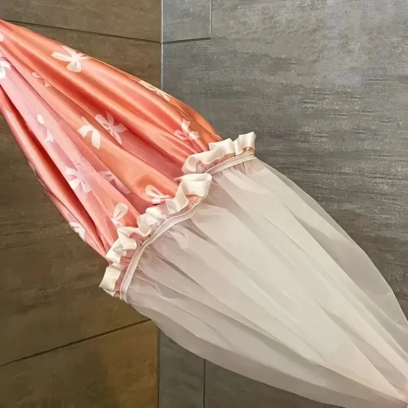 1Pc Double Layered Shower Cap for Women'S Waterproof Foldable Printed Design Bath Cap Kitchen Oil Fume Dust Prevention Headgear