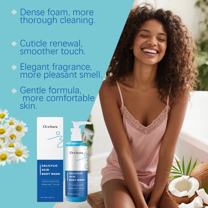 OceAura Salicylic Acid Keratin Shower Gel Warm and Cleansing Body Skin Keratin Care Refreshing Shower Gel 100ml