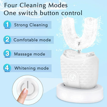 Wireless chargeable silicone bristle portable cleaning automatic toothbrush high quality u-shaped electric toothbrush