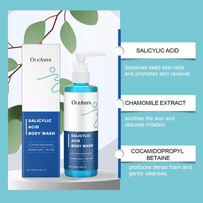 OceAura Salicylic Acid Keratin Shower Gel Warm and Cleansing Body Skin Keratin Care Refreshing Shower Gel 100ml