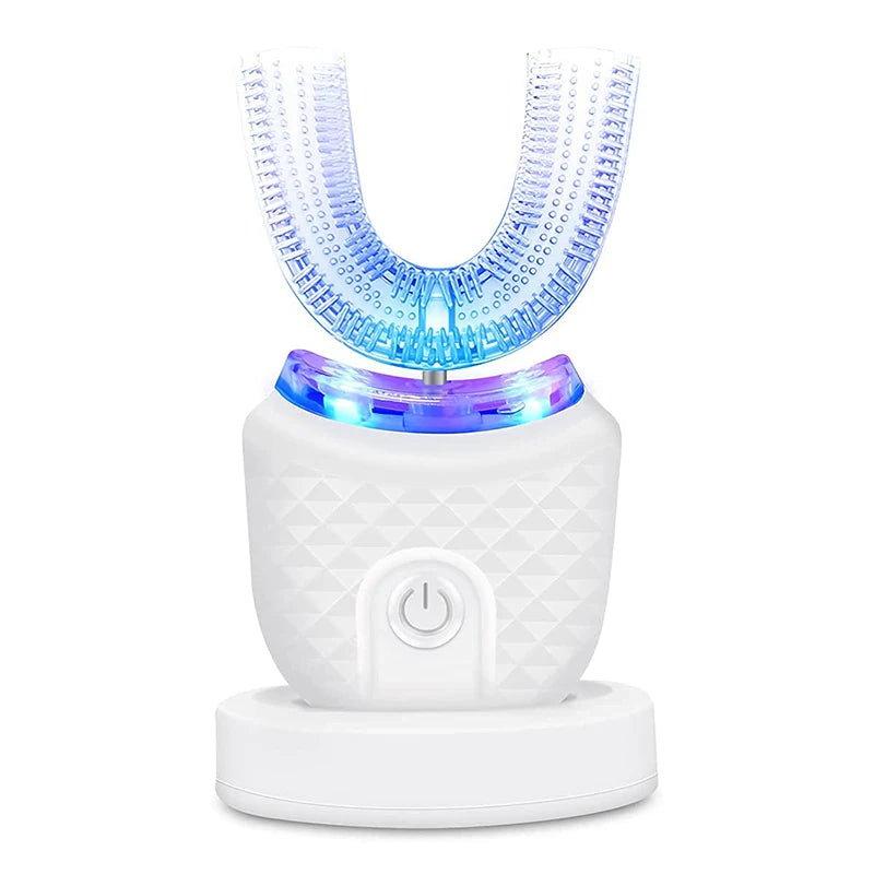 Wireless chargeable silicone bristle portable cleaning automatic toothbrush high quality u-shaped electric toothbrush