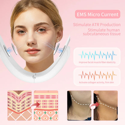 Microcurrent V Portable Heat Therapy Micro-current Low Frequency Vibration Face Slimming Massager V Shaped Face Beauty Device