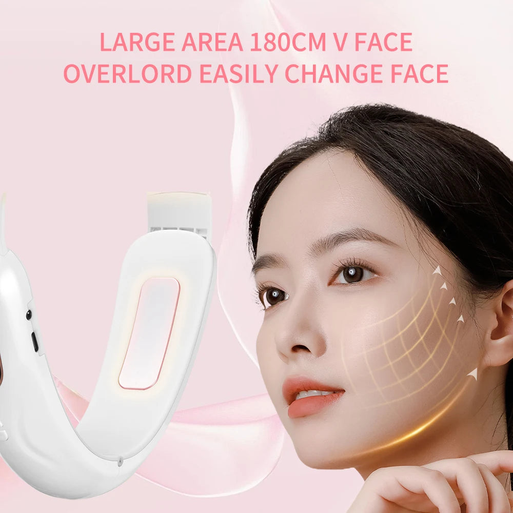 Microcurrent V Portable Heat Therapy Micro-current Low Frequency Vibration Face Slimming Massager V Shaped Face Beauty Device