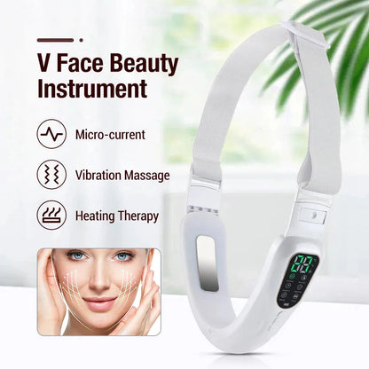 Microcurrent V Portable Heat Therapy Micro-current Low Frequency Vibration Face Slimming Massager V Shaped Face Beauty Device