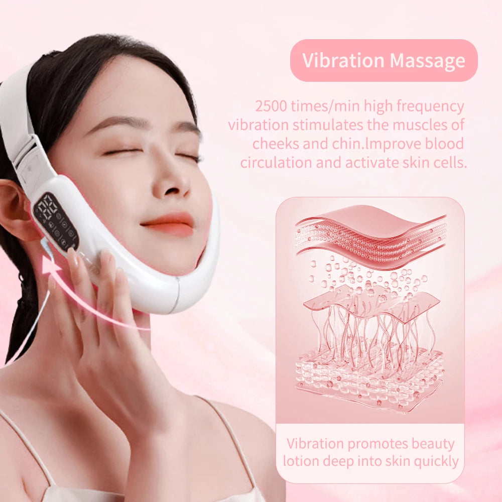Microcurrent V Portable Heat Therapy Micro-current Low Frequency Vibration Face Slimming Massager V Shaped Face Beauty Device