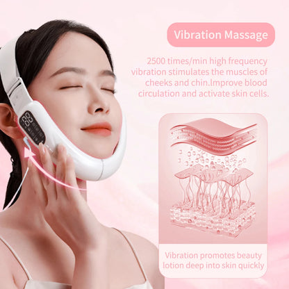 Microcurrent V Portable Heat Therapy Micro-current Low Frequency Vibration Face Slimming Massager V Shaped Face Beauty Device