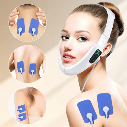 Microcurrent V Portable Heat Therapy Micro-current Low Frequency Vibration Face Slimming Massager V Shaped Face Beauty Device